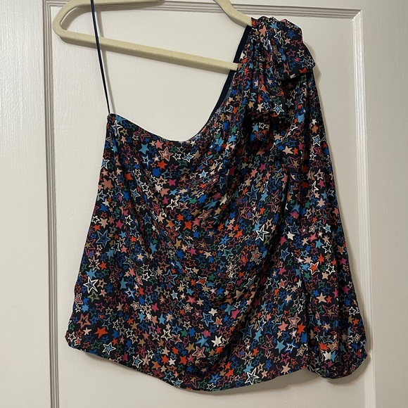NWT J. Crew jacuzzi star print one sleeve blouse sz 8 medium - Picture 5 of 5